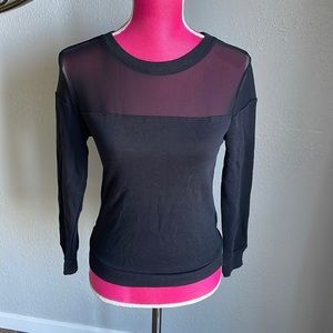 Semi sheer semi cropped black sweater pullover Divided Sz XS